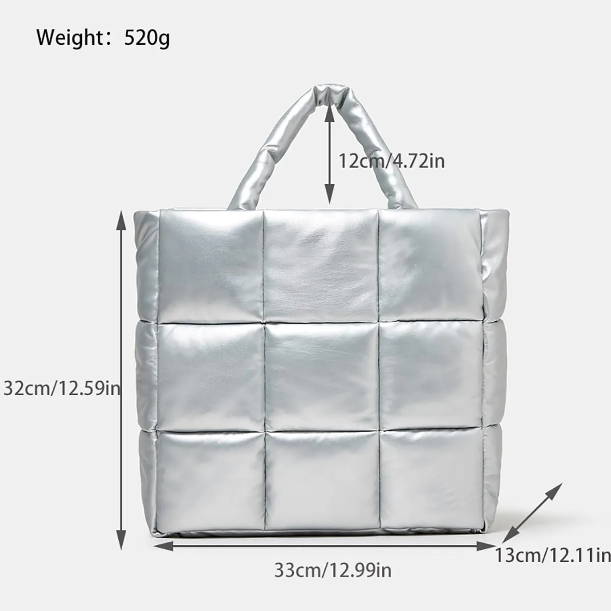 Tote Bags for Women Soft Puffer Down Padding Shoulder Bags Top-Handle Bags Square Solid Handbags