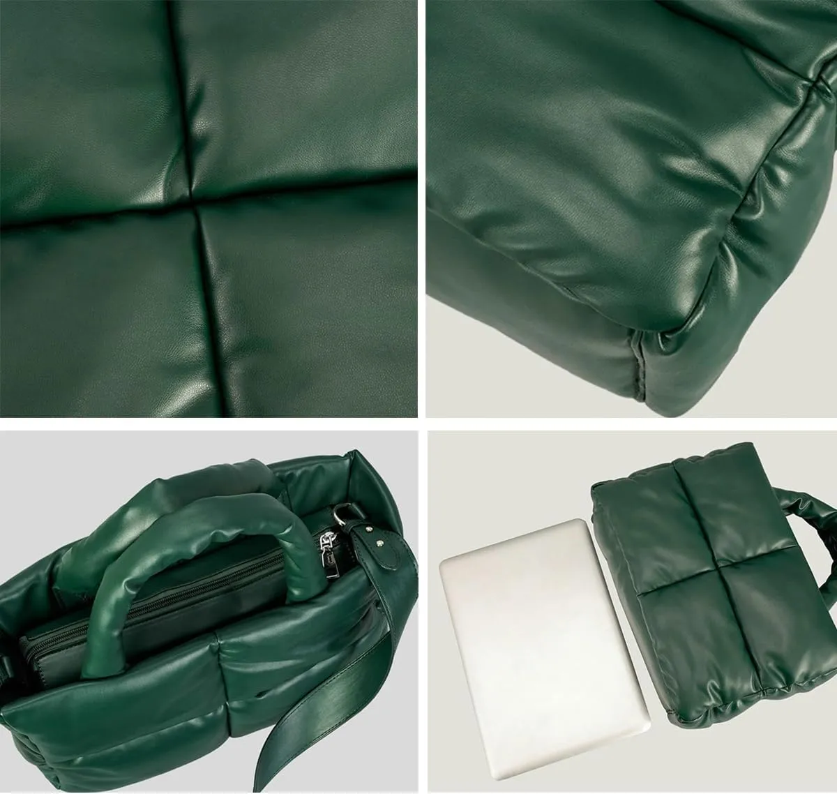 Tote Bags for Women Soft Puffer Down Padding Shoulder Bags Top-Handle Bags Square Solid Handbags