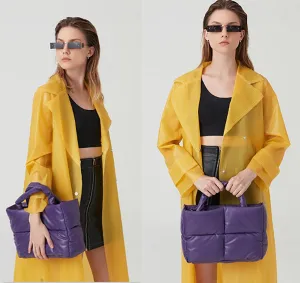 Tote Bags for Women Soft Puffer Down Padding Shoulder Bags Top-Handle Bags Square Solid Handbags