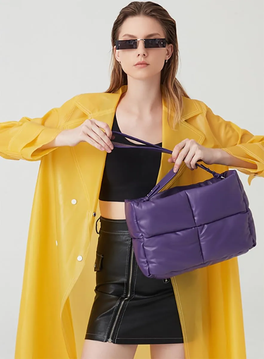 Tote Bags for Women Soft Puffer Down Padding Shoulder Bags Top-Handle Bags Square Solid Handbags
