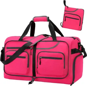 Travel Duffel Bag, 65L Foldable Travel Duffle Bag with Shoes Compartment and wet pocket, Waterproof & Tear Resistant