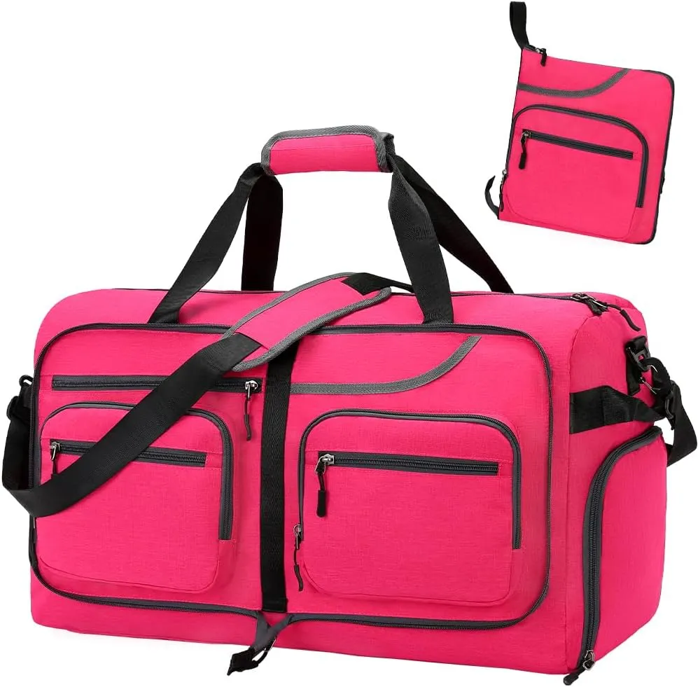 Travel Duffel Bag, 65L Foldable Travel Duffle Bag with Shoes Compartment and wet pocket, Waterproof & Tear Resistant