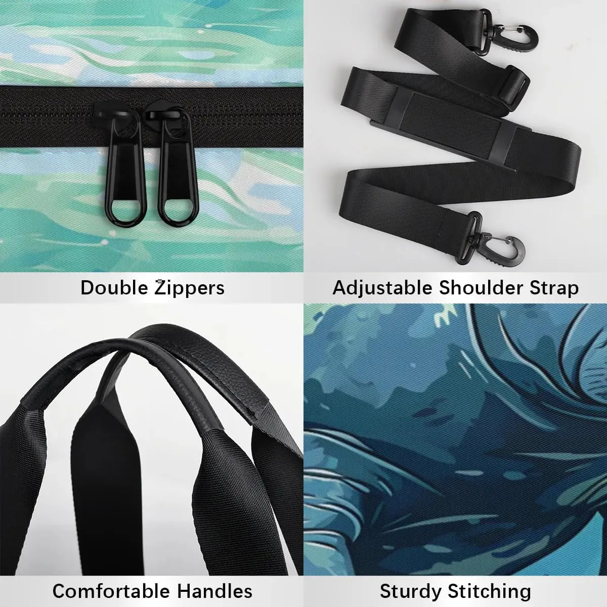 Travel Duffel Bag Animals Manatee Sports Gym Bag for Womens Mens, Waterproof Weekend Overnight Bags Lightweight Carry on Bags for Airplanes Yoga Dance Beach Swim Hospital Holdalls,A-861