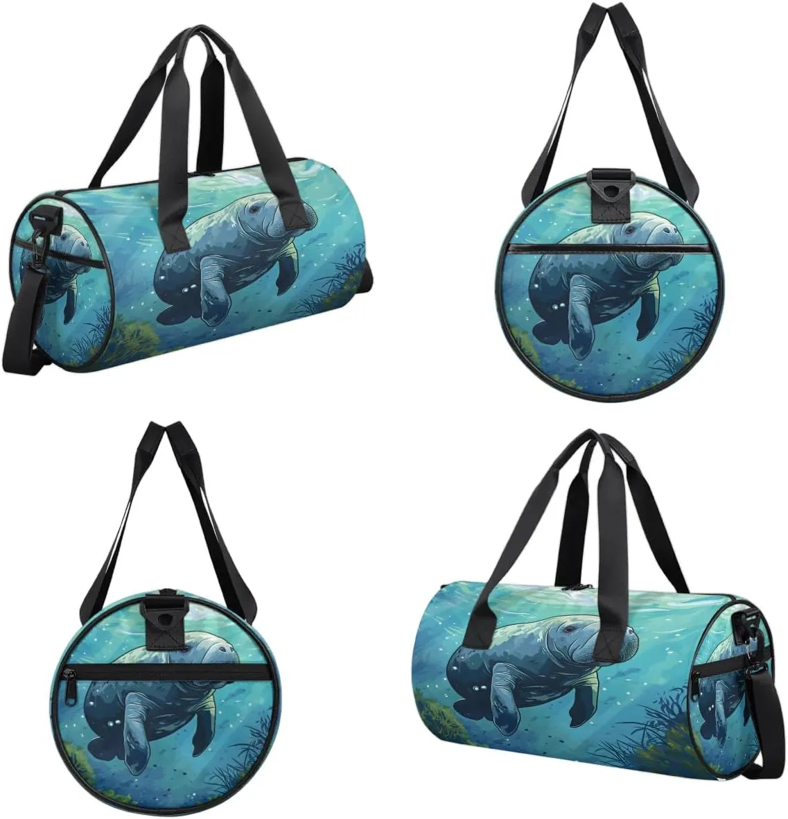 Travel Duffel Bag Animals Manatee Sports Gym Bag for Womens Mens, Waterproof Weekend Overnight Bags Lightweight Carry on Bags for Airplanes Yoga Dance Beach Swim Hospital Holdalls,A-861