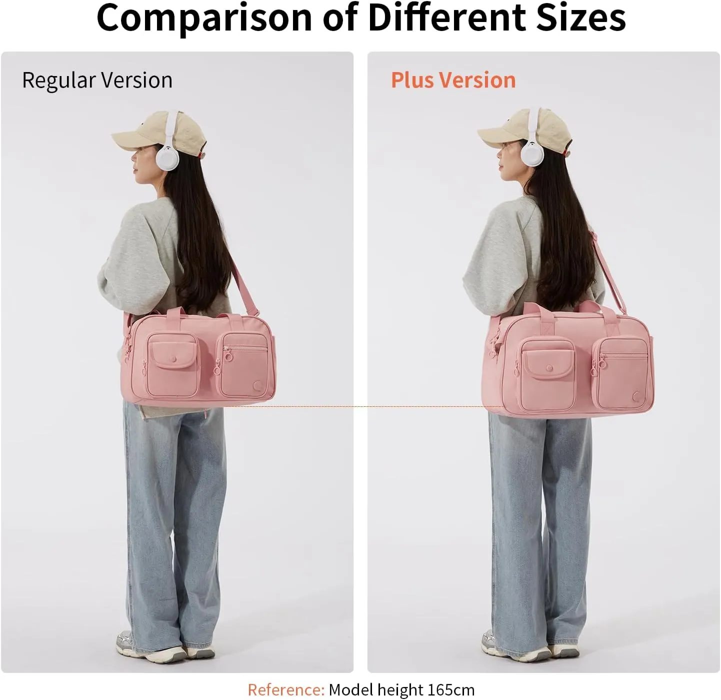 Travel Duffel Bag, Expandable Pink Duffle Bag for Travel with Wet Pocket, Carry on Weekender Bags for Men Women, Large Capacity & Water Resistant Gym Duffel Bag Sport Bag (Plus)