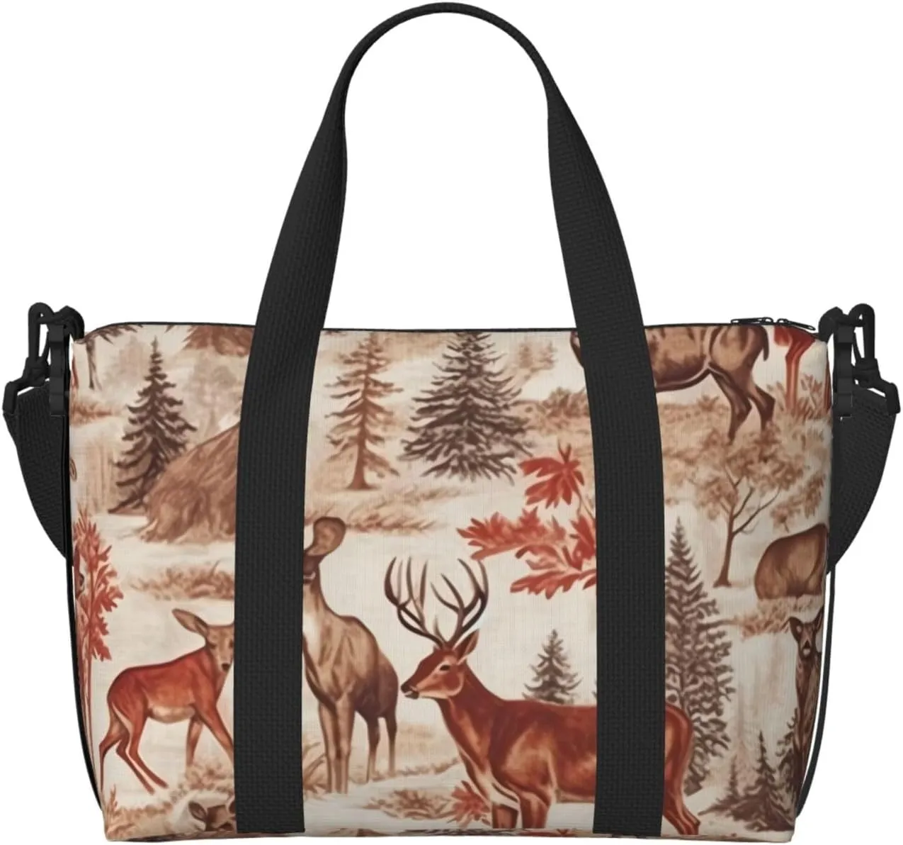 Travel Duffel Bag for Women Men Weekender Bags Sports Gym Bag Animal Wilderness Bear Deer Travel Bag Carry on Overnight Bag Waterproof Luggage Bag with Shoulder Strap