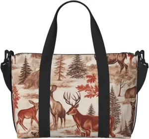 Travel Duffel Bag for Women Men Weekender Bags Sports Gym Bag Animal Wilderness Bear Deer Travel Bag Carry on Overnight Bag Waterproof Luggage Bag with Shoulder Strap