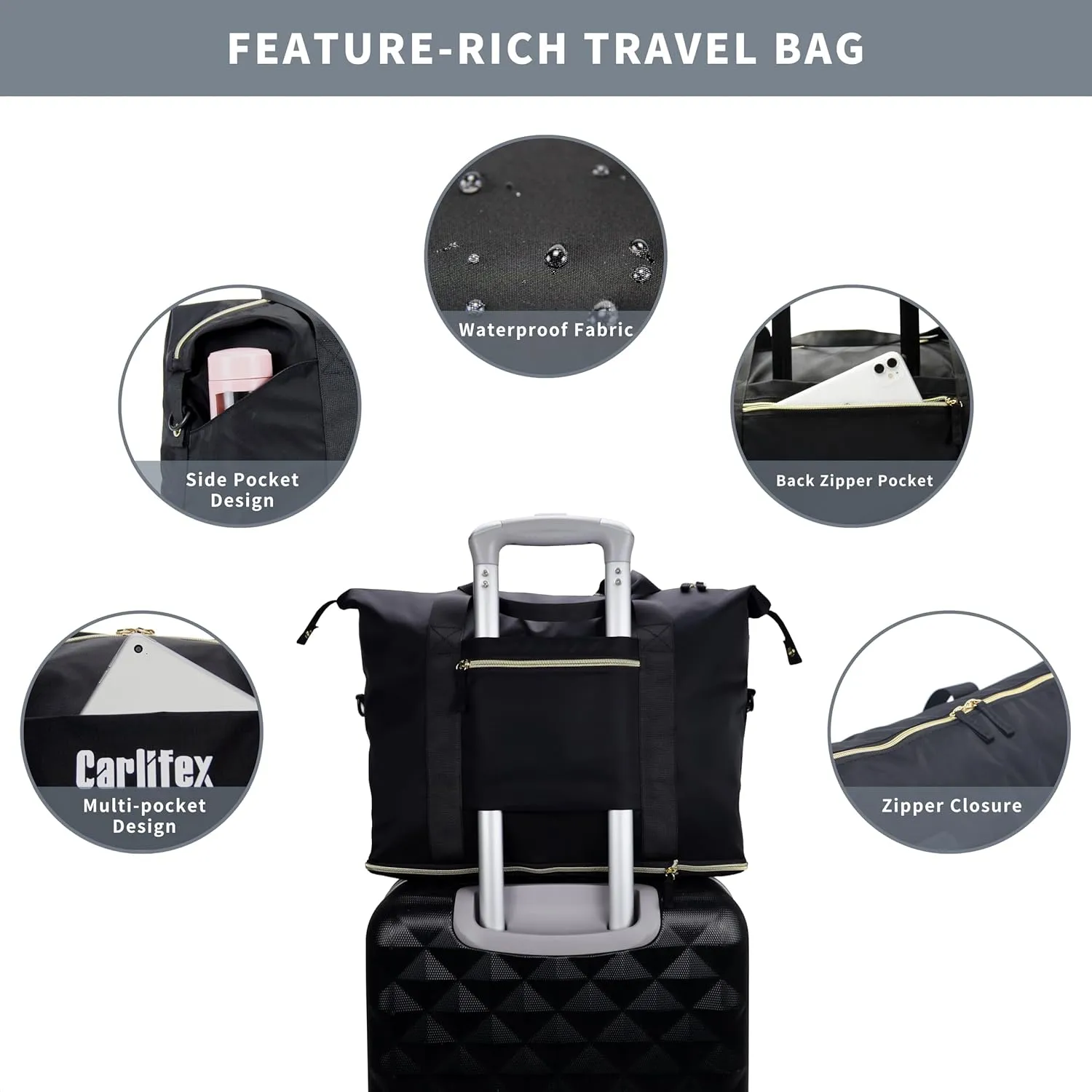 Travel Duffel Bag for Women, Travel Bag Expandable with Wet Pocket, Carry-On Tote Bag for Women Travel Airplane, Gym Weeken bag & Hospital overnight bag, Expandable Travel Duffel Bag