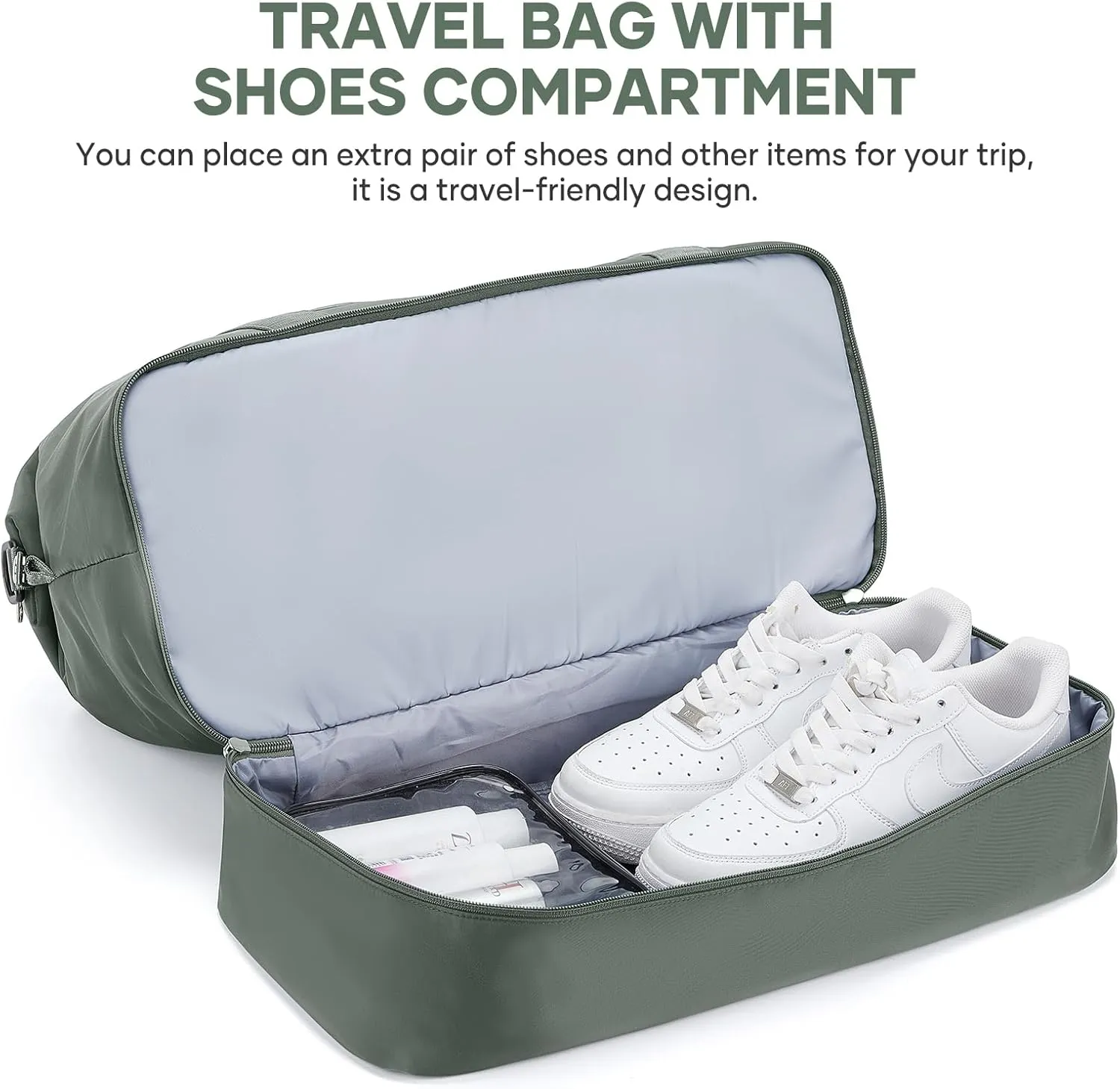 Travel Duffel Bag, Sports Tote Gym Bag, Shoulder Weekender Overnight Bag for Women