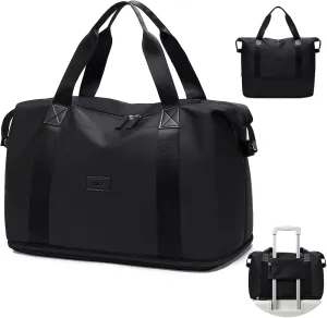 Travel Duffel Bags for Women Men Expandable Duffel Bag Tote Sport Bag Hospital Weekender Bag for Women Delivery Bags for Airplanes Black