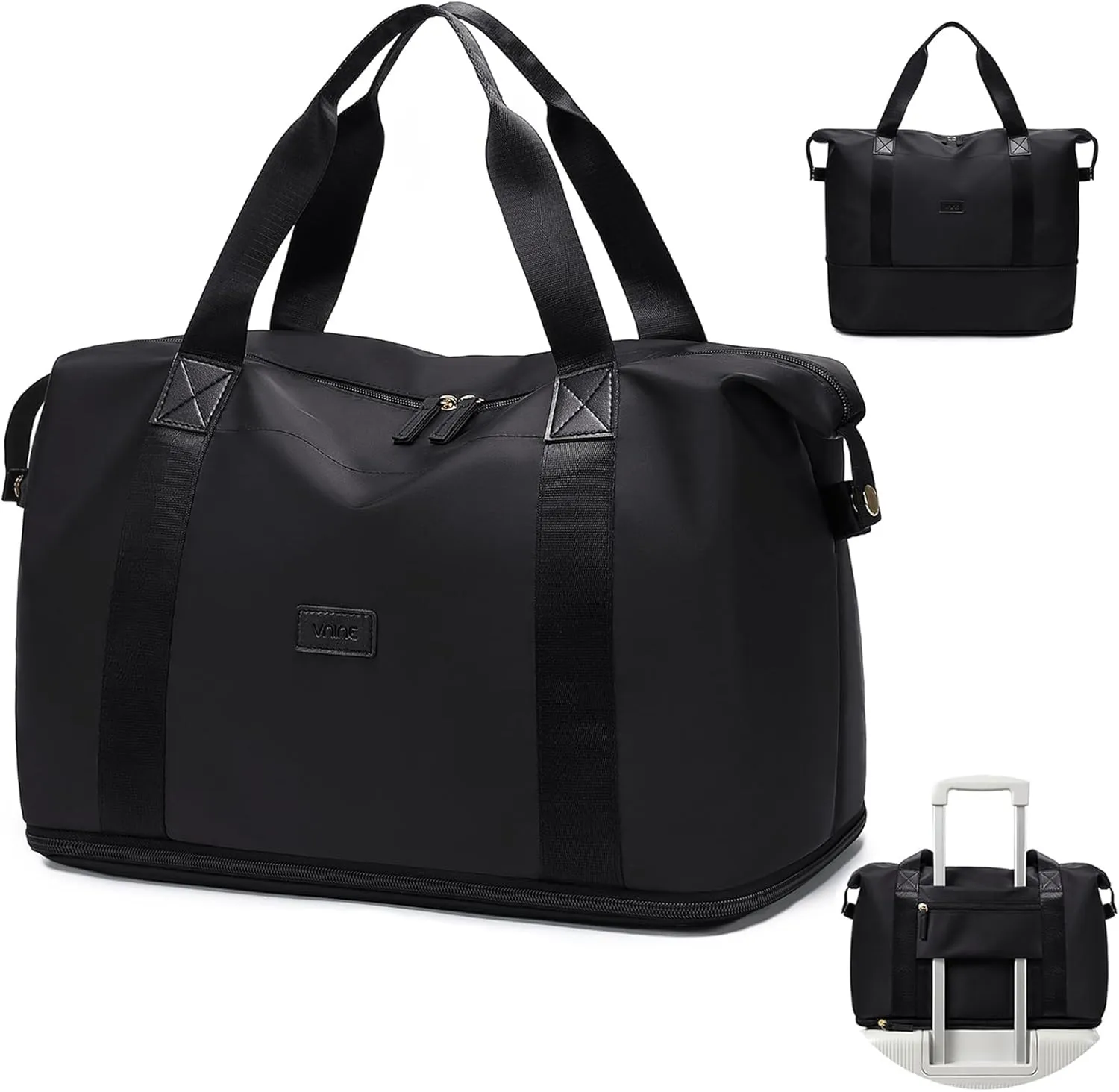 Travel Duffel Bags for Women Men Expandable Duffel Bag Tote Sport Bag Hospital Weekender Bag for Women Delivery Bags for Airplanes Black