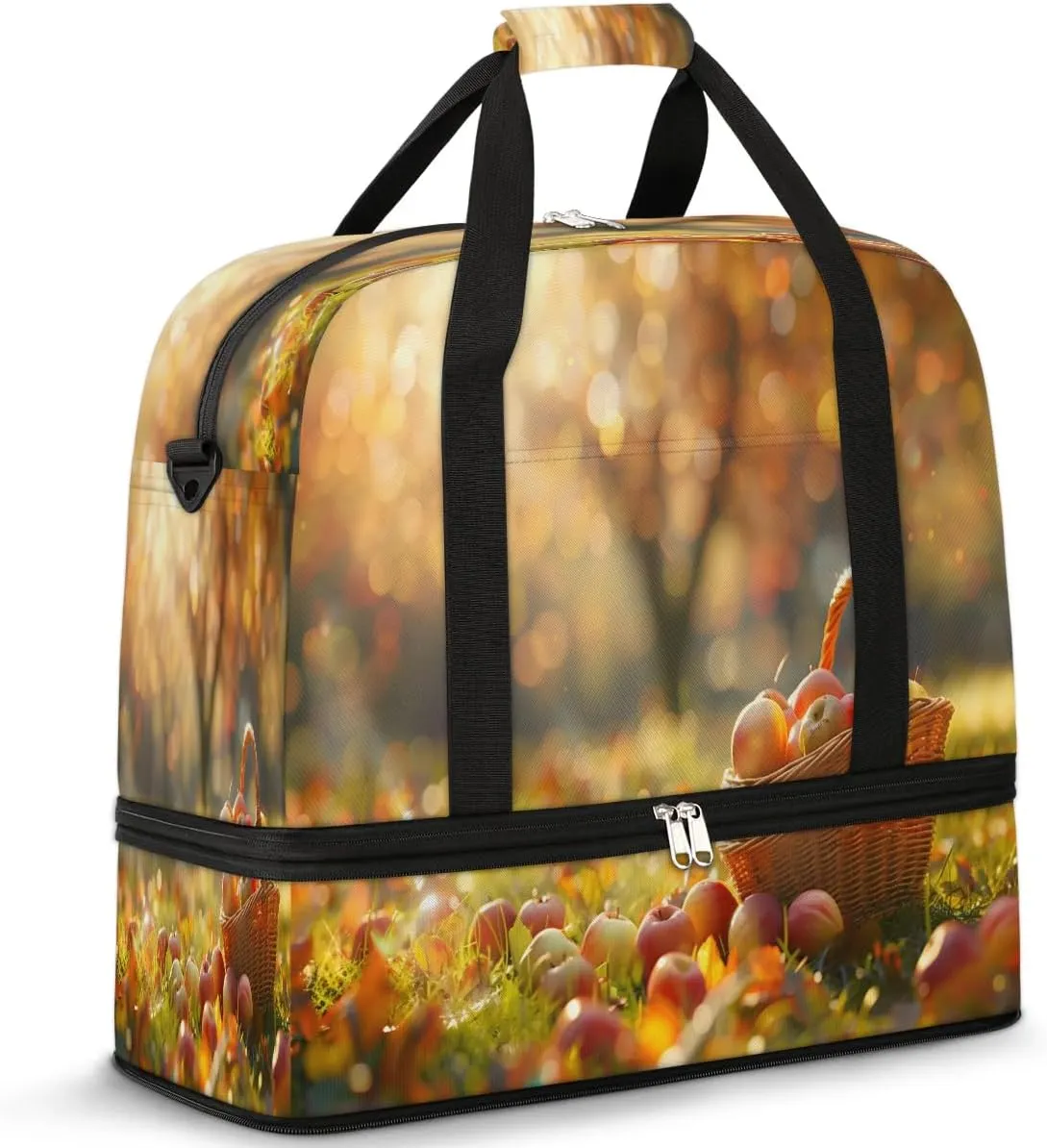 Travel Duffel Bags Harvest Apples Foldable Weekender Bags for Women with Shoes Compartment Waterproof & Tear Resistant Carry on Overnight Luggage Duffel Bag Shoulder Sports Tote Bag,B-806