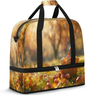Travel Duffel Bags Harvest Apples Foldable Weekender Bags for Women with Shoes Compartment Waterproof & Tear Resistant Carry on Overnight Luggage Duffel Bag Shoulder Sports Tote Bag,B-806