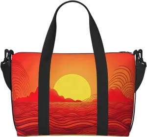 Travel Duffel Bags Personal Item Bag Carry on Luggage Bag Training Handbag Lightweight Waterproof Sports Gym Bag Red Sunrise Weekender Bag for Women Men