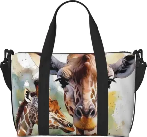 Travel Duffel Bags Personal Item Bag Carry on Luggage Bag Training Handbag Lightweight Waterproof Sports Gym Bag Watercolor Deer Giraffe Weekender Bag for Women Men