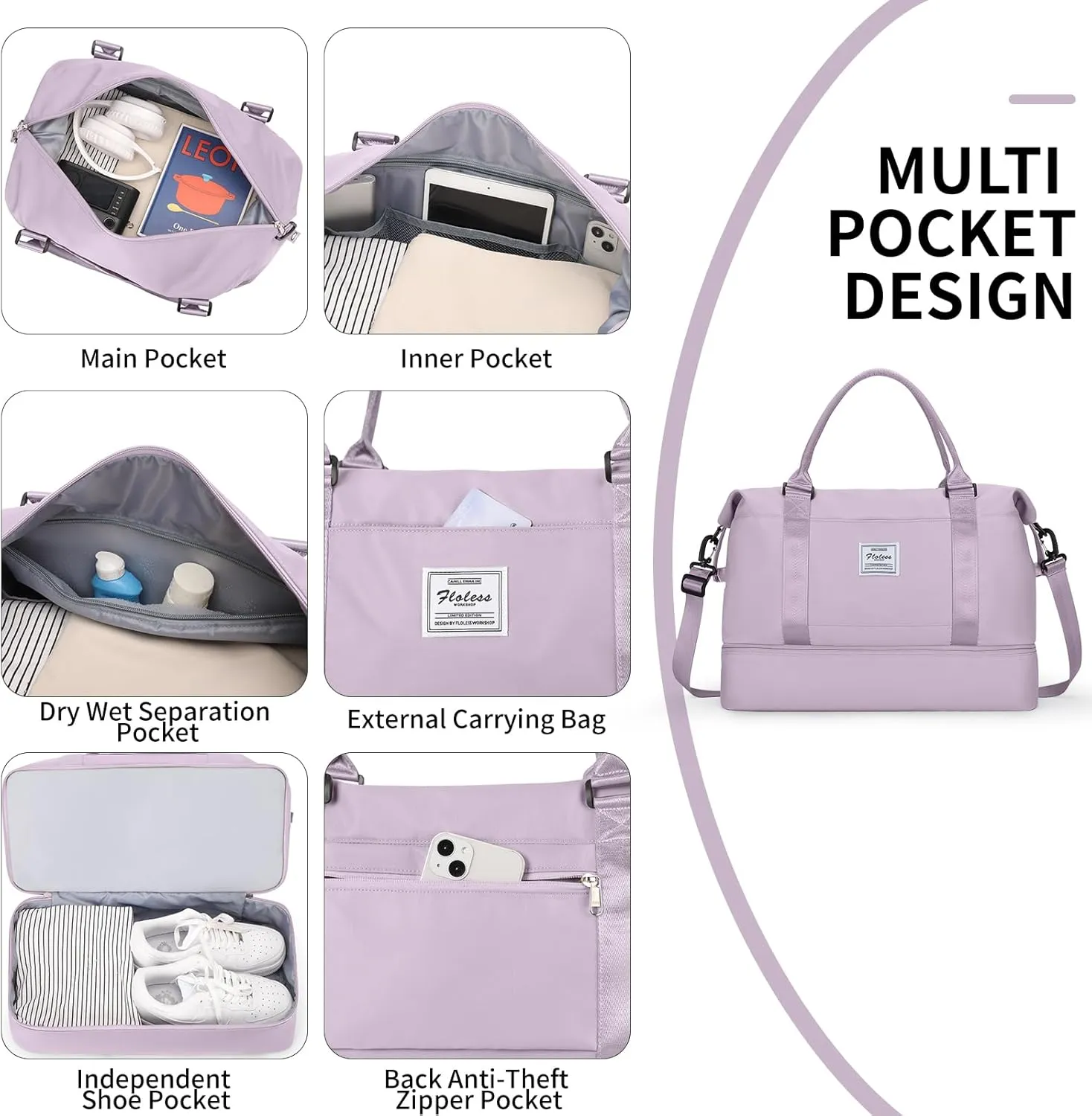 Travel Duffel Bag,Sports Tote Gym Bag,Shoulder Weekender Overnight Bag for Women