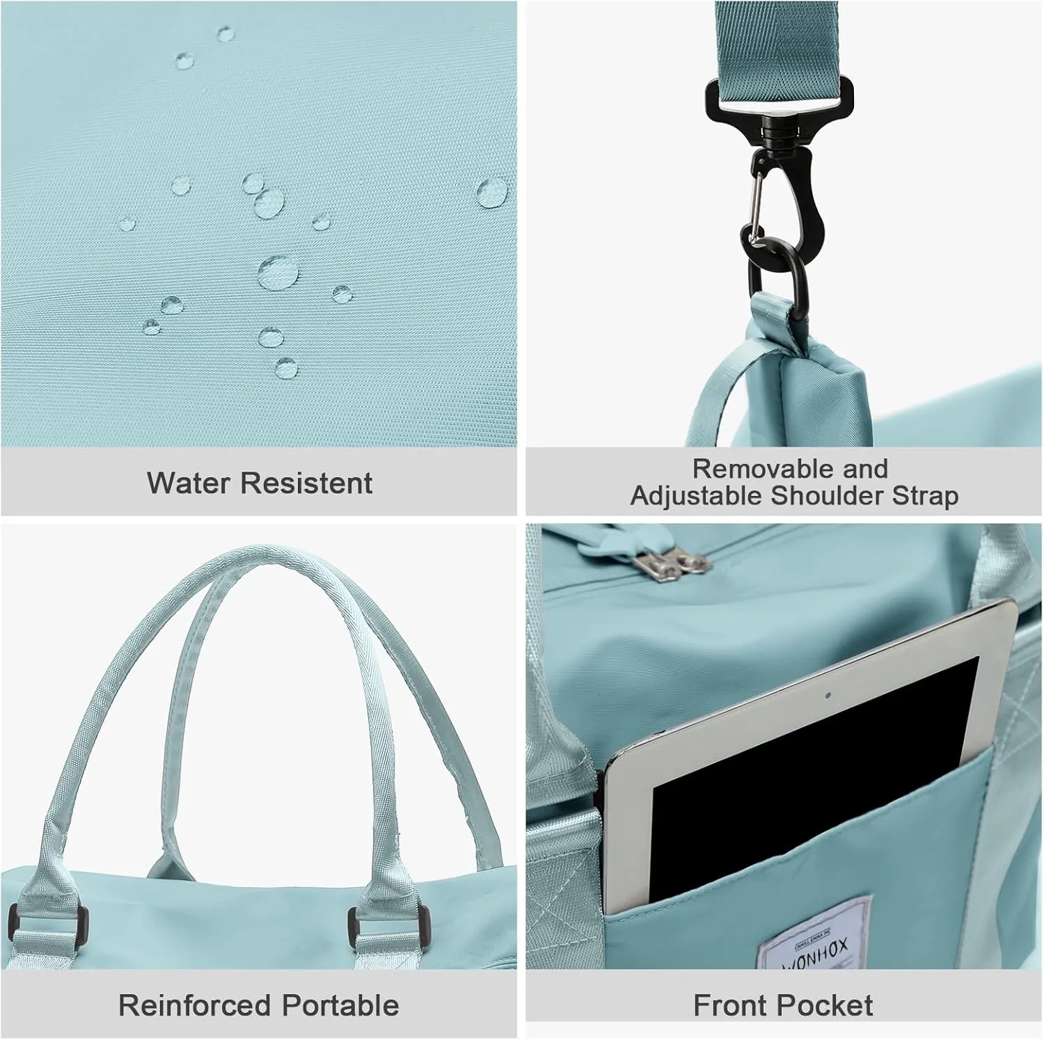 Travel Duffel Bag,Waterproof Duffel Gym Tote Bag Personal Item Bag,Large Sports Weekender Carry On Overnight Bags for Women with Wet Pocket,Duffel Hospital Bag, Light Blue