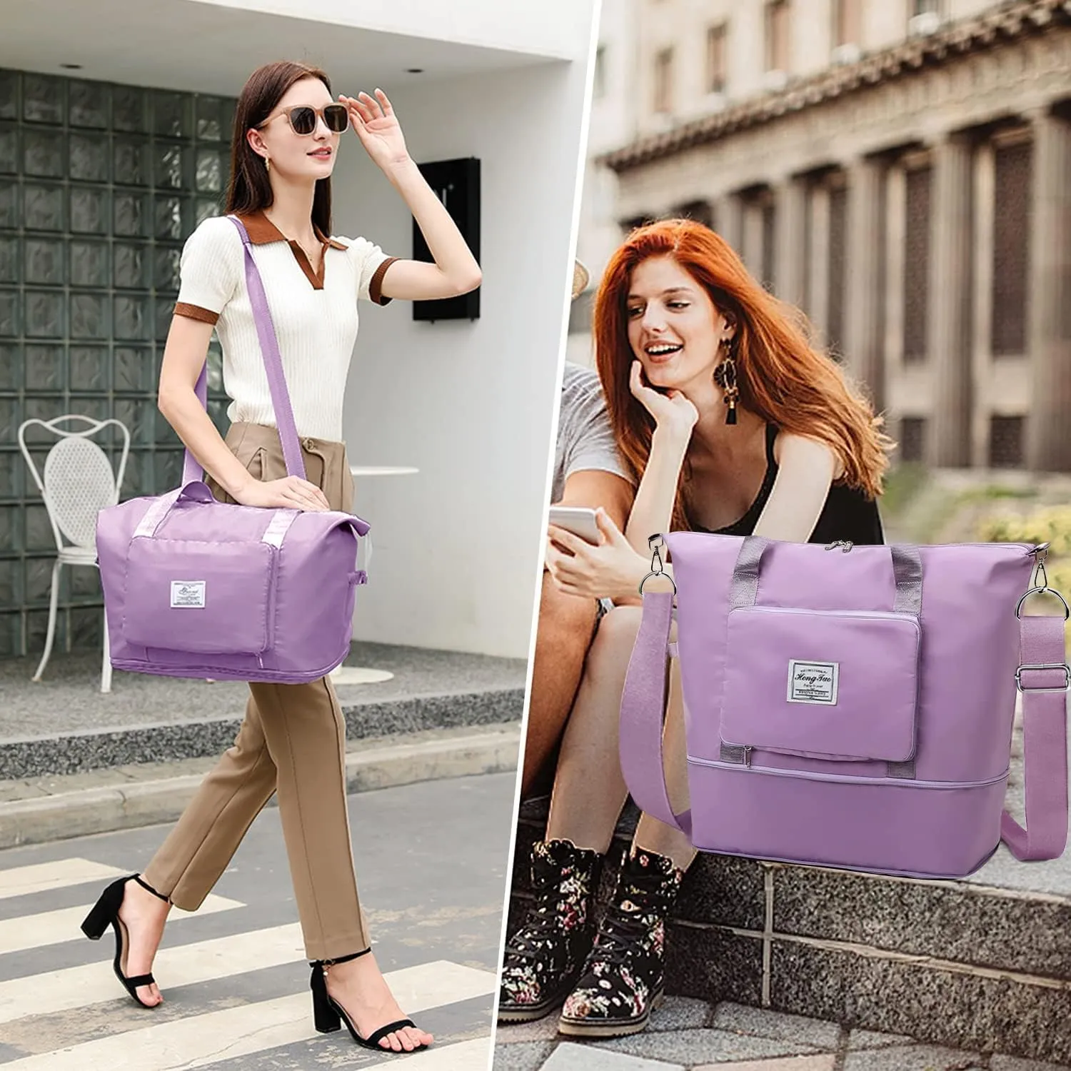 Travel Duffel Tote Bag,Travel Weekender Overnight Bags Women Carry On Bag Totes for Airplanes,Sports Gym Duffle with Trolley Sleeve