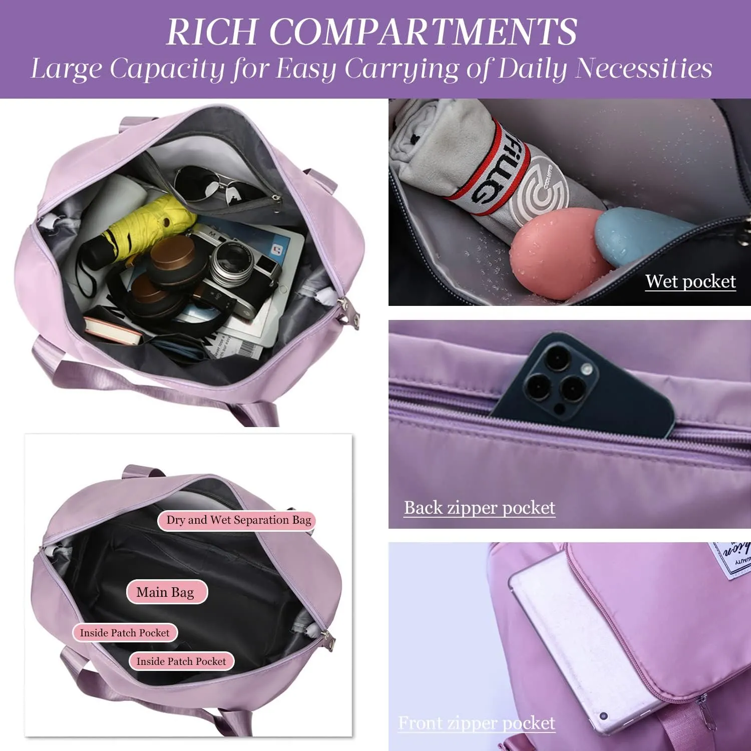 Travel Duffel Tote Bag,Travel Weekender Overnight Bags Women Carry On Bag Totes for Airplanes,Sports Gym Duffle with Trolley Sleeve