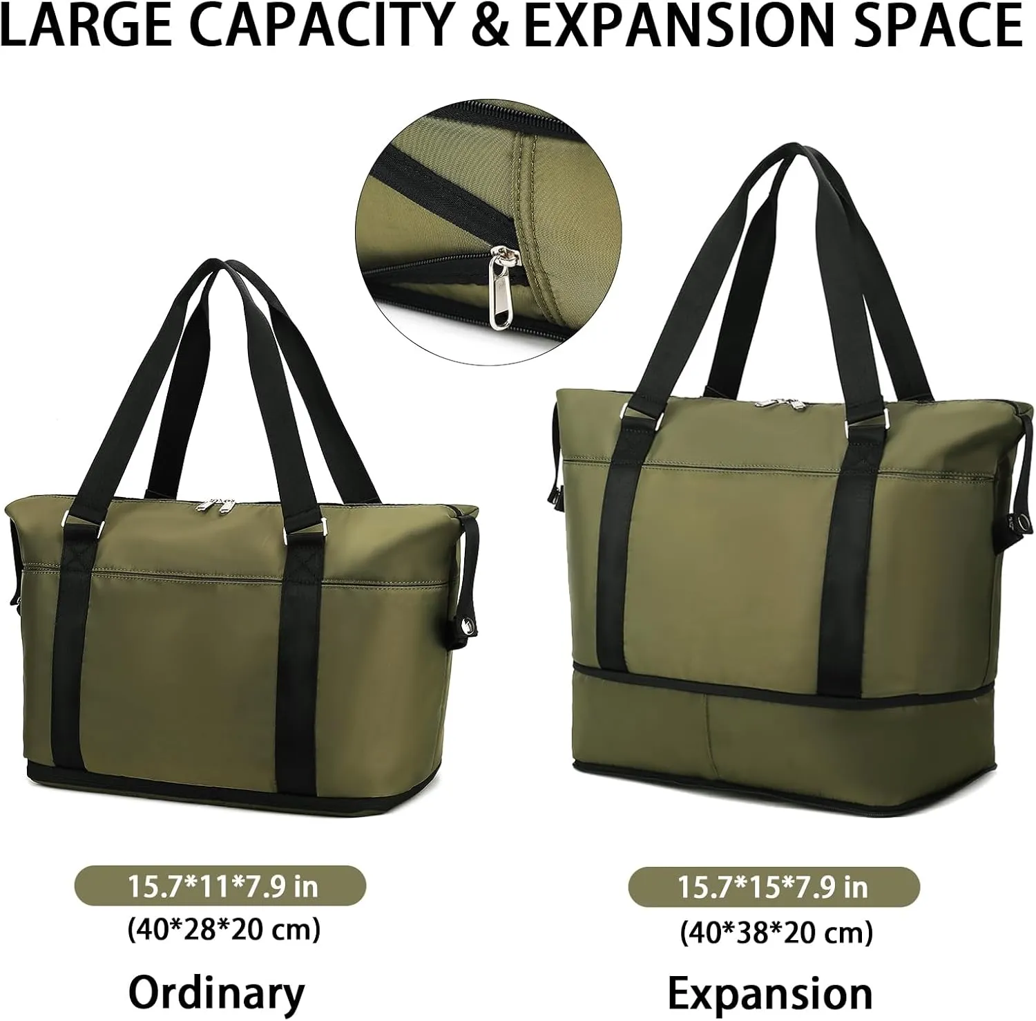 Travel Duffle Bag, Waterproof Weekender Bag Carry On Tote Bags for Women, Travel Essentials Sport Gym Bag for Men(Dark Green)