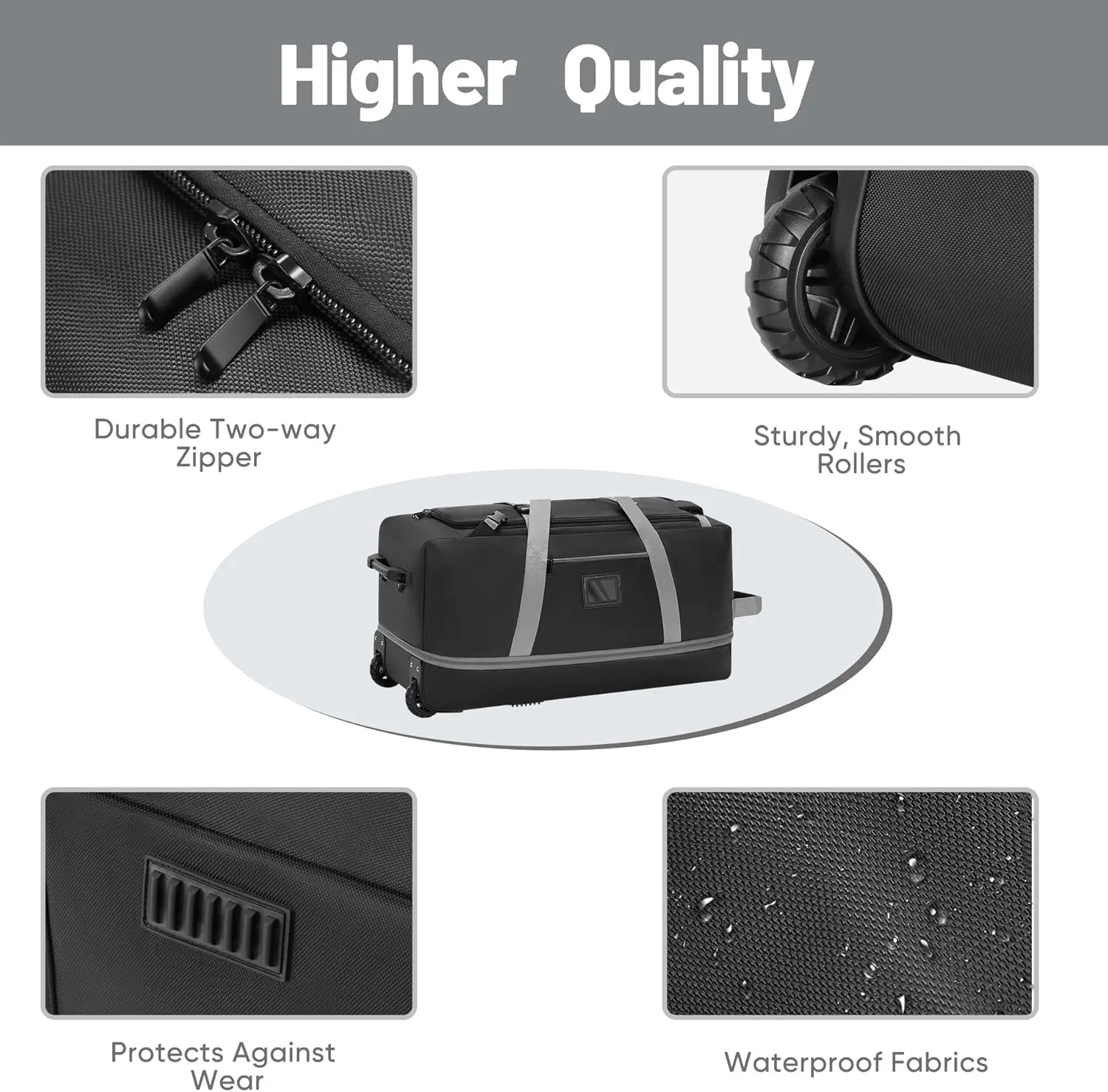 Travel Duffle Bag with Wheels, Large Capacity Rolling Duffle Bag for Travel, Duffle Roller Bags Rolling Luggage Bag with Multi-pocket for Travel (Expandable from 109L to 129L)