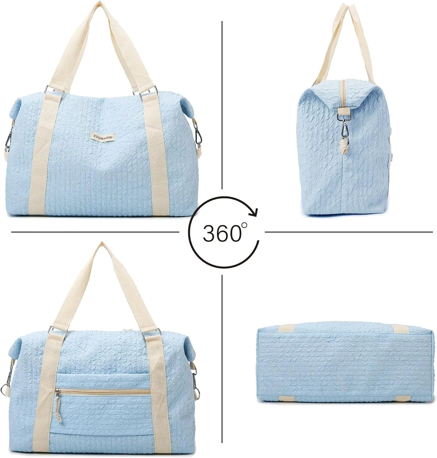 Travel Duffle Bag,Weekender Bags for Women Men,Overnight Carry On Tote Bags,Large Sports Gym Bags Portable Double Layer Wet Pocket Traveling Duffel Tote Bag Blue