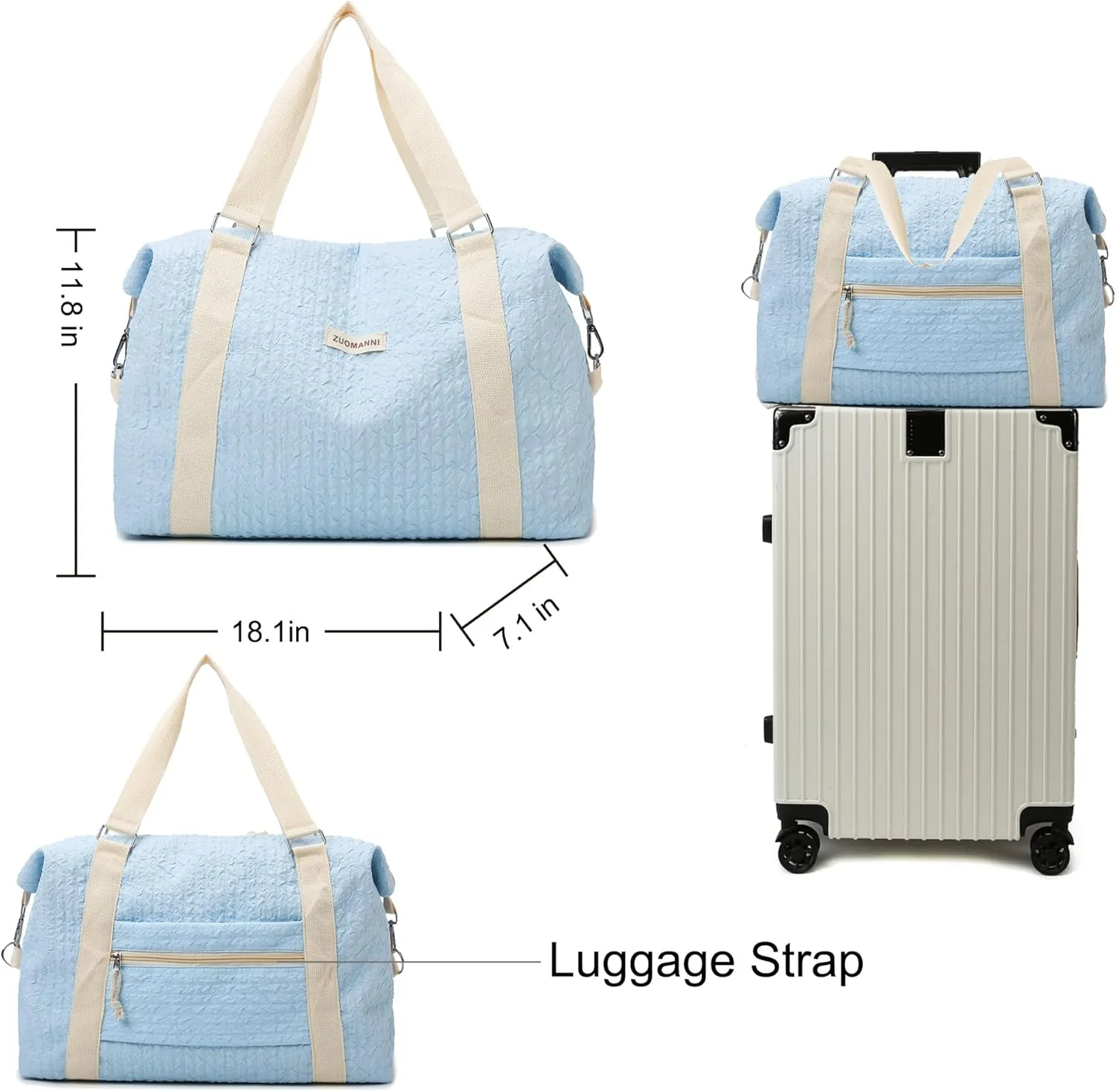 Travel Duffle Bag,Weekender Bags for Women Men,Overnight Carry On Tote Bags,Large Sports Gym Bags Portable Double Layer Wet Pocket Traveling Duffel Tote Bag Blue