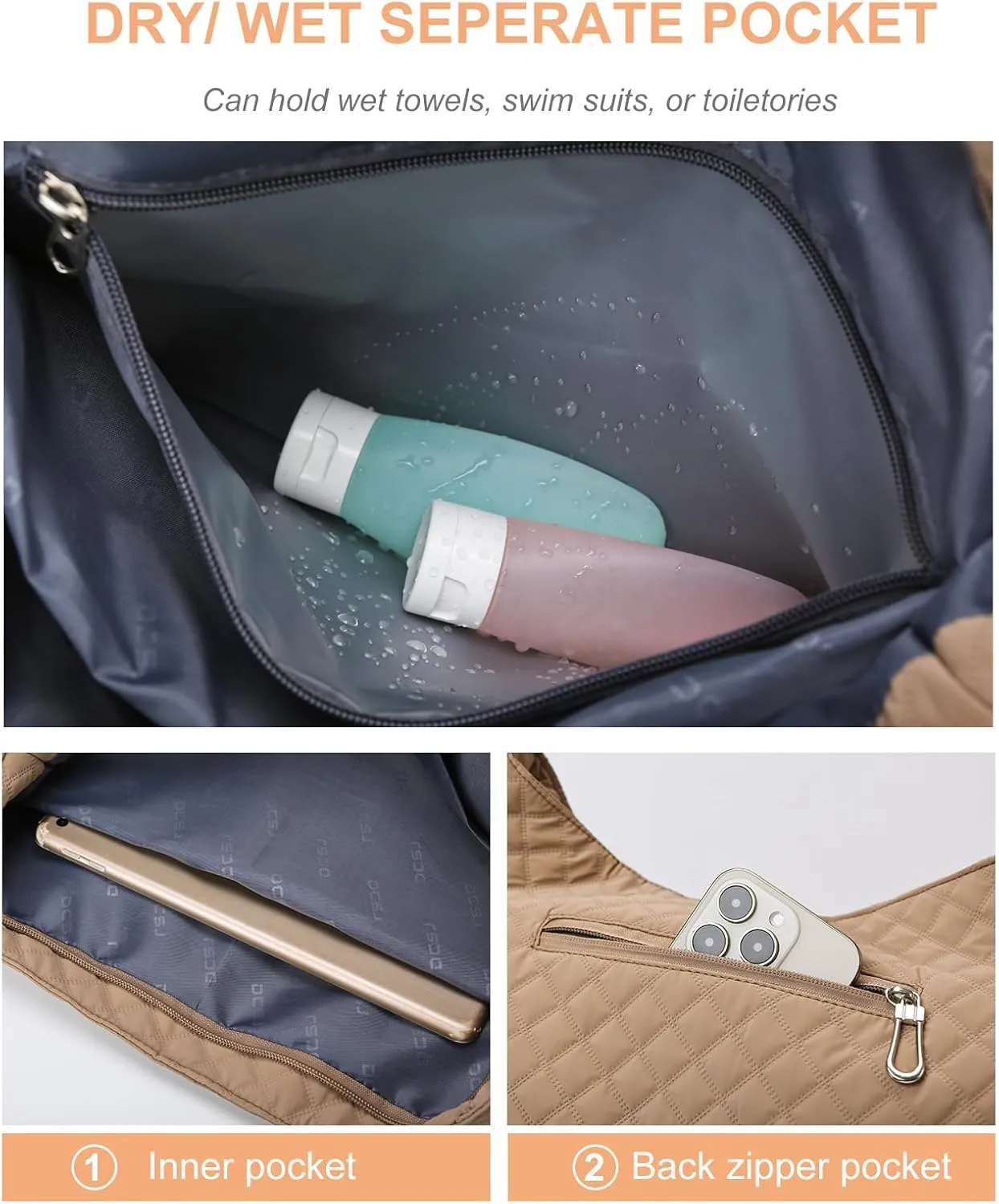 Travel Tote Bag 4 in 1 Convertible Backpack for Women, Waterproof Gym Tote Bag Expandable Shoulder Hobo Handbags