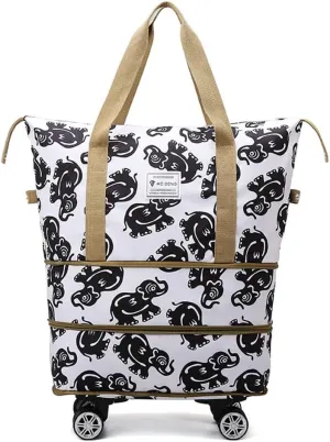 Travel Tote Bags with Trolley Sleeve Expandable Extra Waterproof Oxford Duffel Bag with Wheels