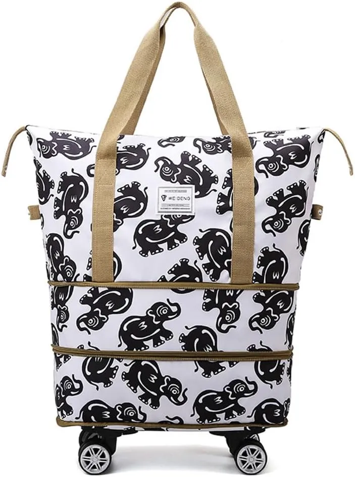 Travel Tote Bags with Trolley Sleeve Expandable Extra Waterproof Oxford Duffel Bag with Wheels