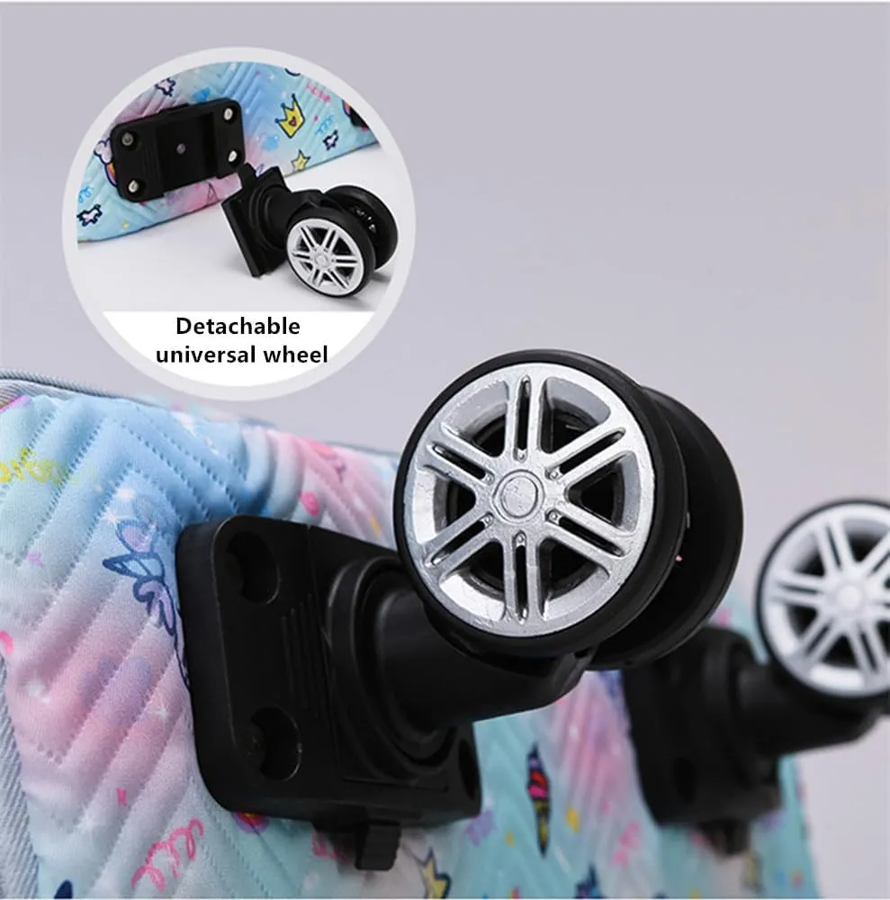 Travel Tote Bags with Trolley Sleeve Expandable Extra Waterproof Rainbow Oxford Duffel Bag with Wheels
