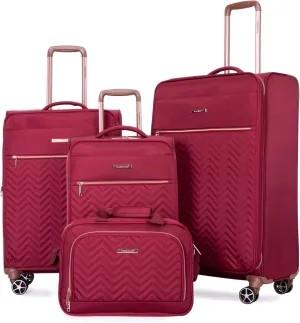 Travelhouse Luggage Sets 4 Piece with Duffel Bag Softside Upright Expandable Suitcases Set with Spinner Wheels Lightweight Travel with TSA-Approved Lock (Red)