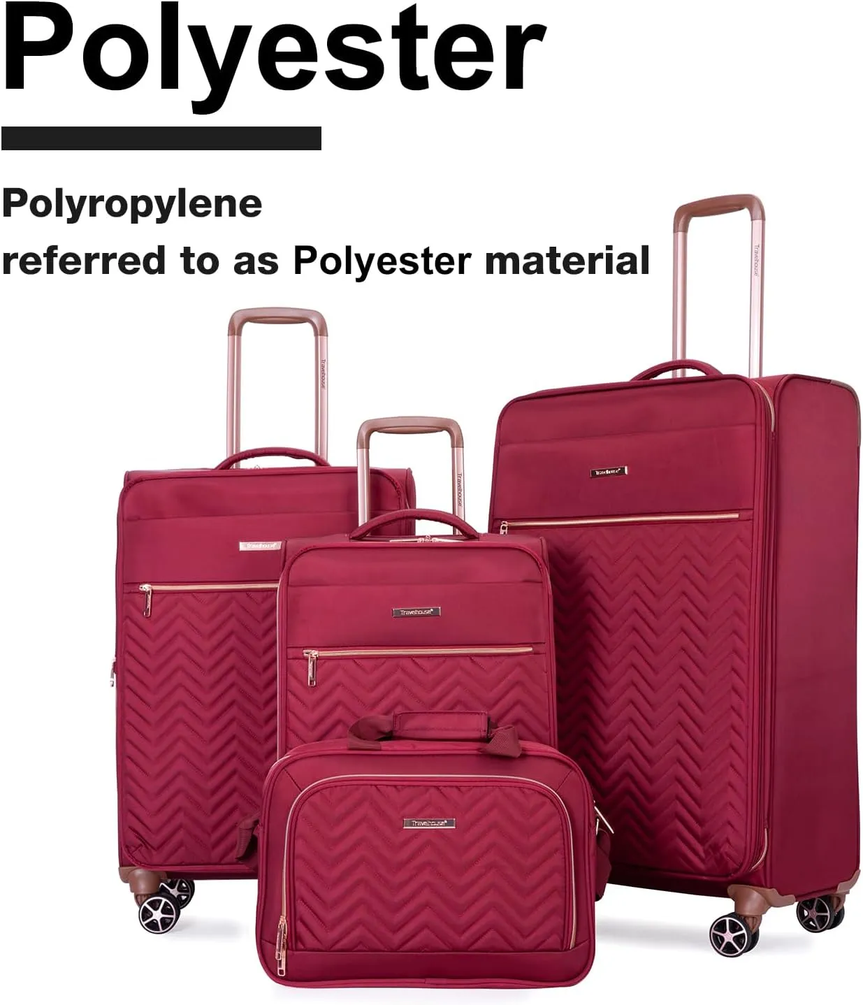 Travelhouse Luggage Sets 4 Piece with Duffel Bag Softside Upright Expandable Suitcases Set with Spinner Wheels Lightweight Travel with TSA-Approved Lock (Red)