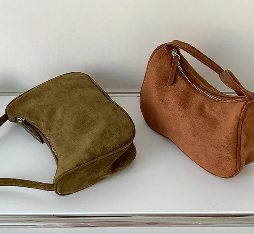 Trendy Crossbody Bags for Women 2024 Vintage Purse Casual Suede Bag Black Shoulder Bag Slouchy Bag Tote Bag for Women