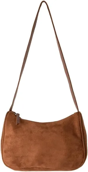 Trendy Crossbody Bags for Women 2024 Vintage Purse Casual Suede Bag Black Shoulder Bag Slouchy Bag Tote Bag for Women