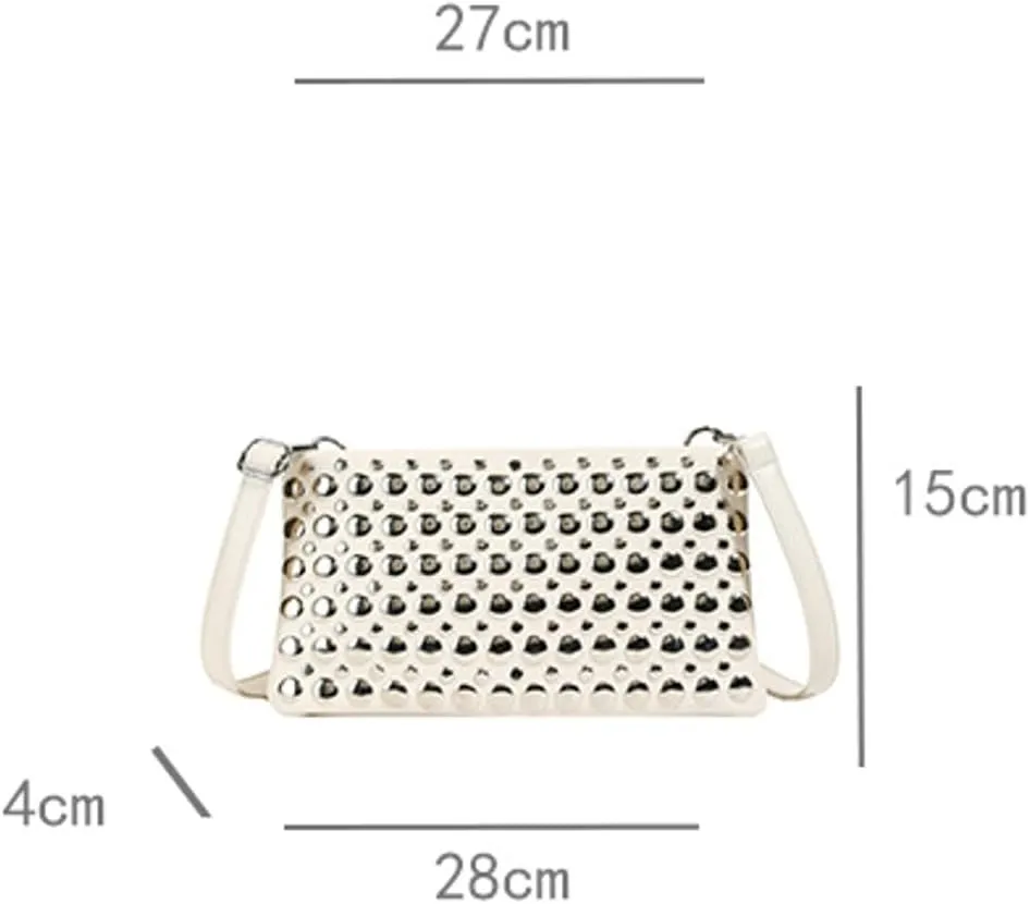 Trendy Studded Square Bag For Women Vegan Leather Evening Purse Y2K Womens Crossbody Bag For Work Punk Purse with Zipper 2025