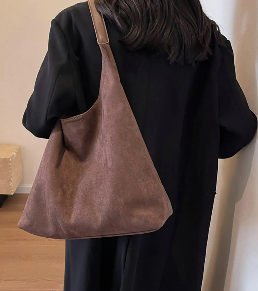 Trendy Suede Tote Bags for Women Work Bags Retro Suede Slouchy Bag Travel Handbag Office College Tote Handbag 2025