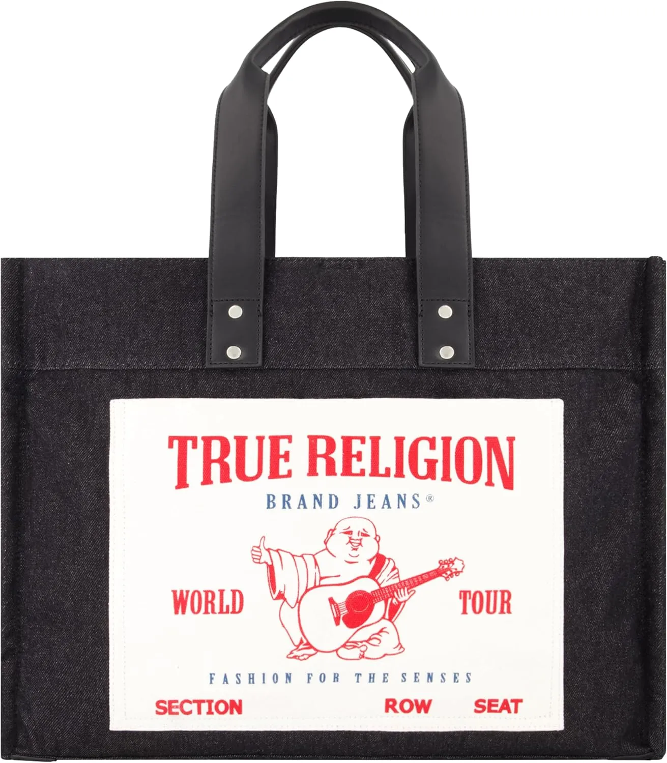 True Religion Large Tote Bag, Canvas Travel Carryall Shoulder Handbag