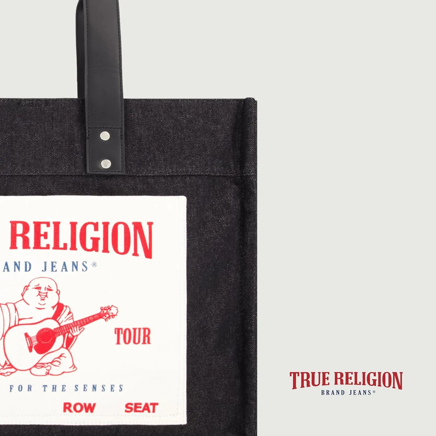 True Religion Large Tote Bag, Canvas Travel Carryall Shoulder Handbag