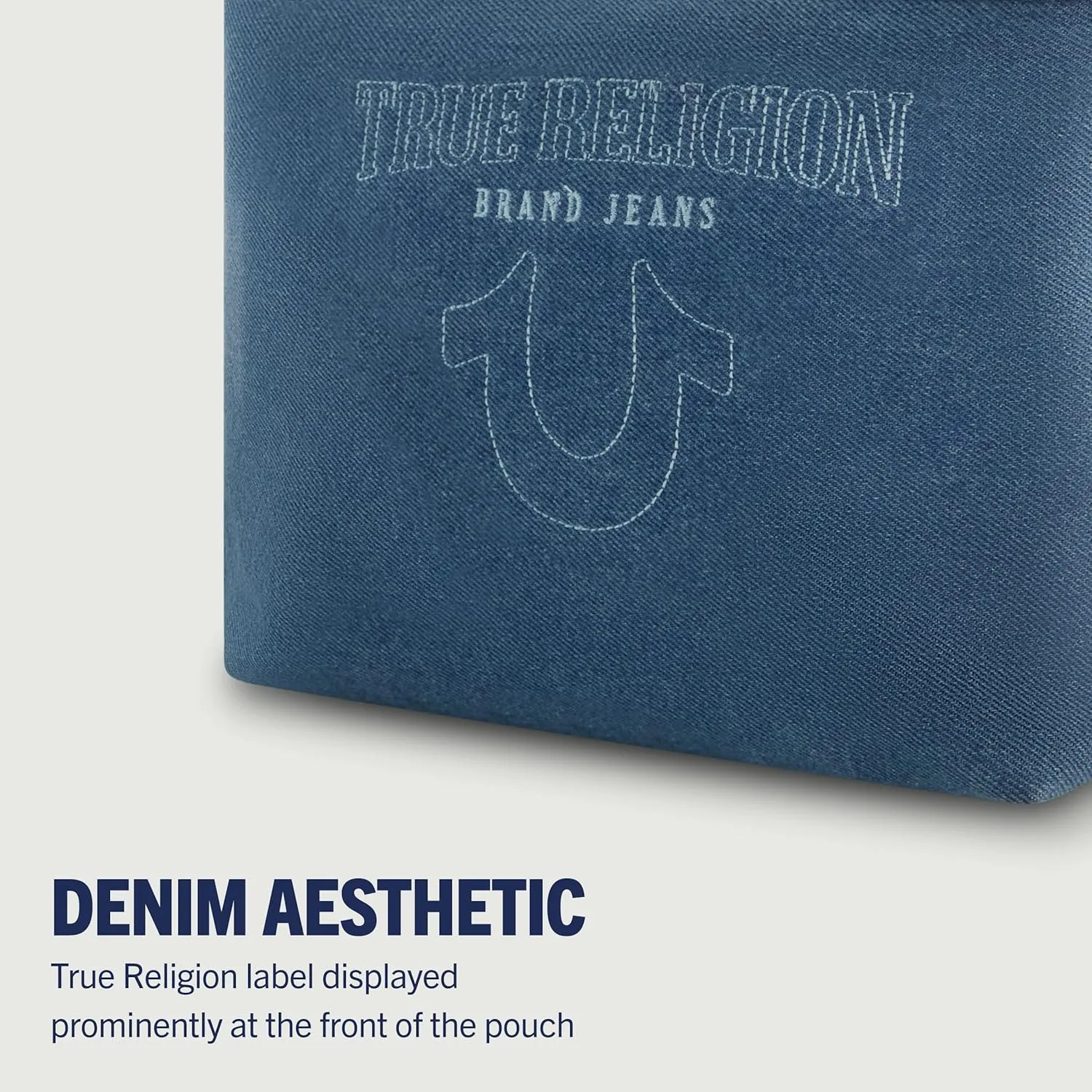 True Religion Women's Makeup Bag, Small Travel Cosmetic Zipper Pouch Organizer