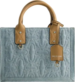 True Religion Women's Tote Bag, Quilted Horseshoe Travel Shoulder Handbag with Adjustable Crossbody Strap