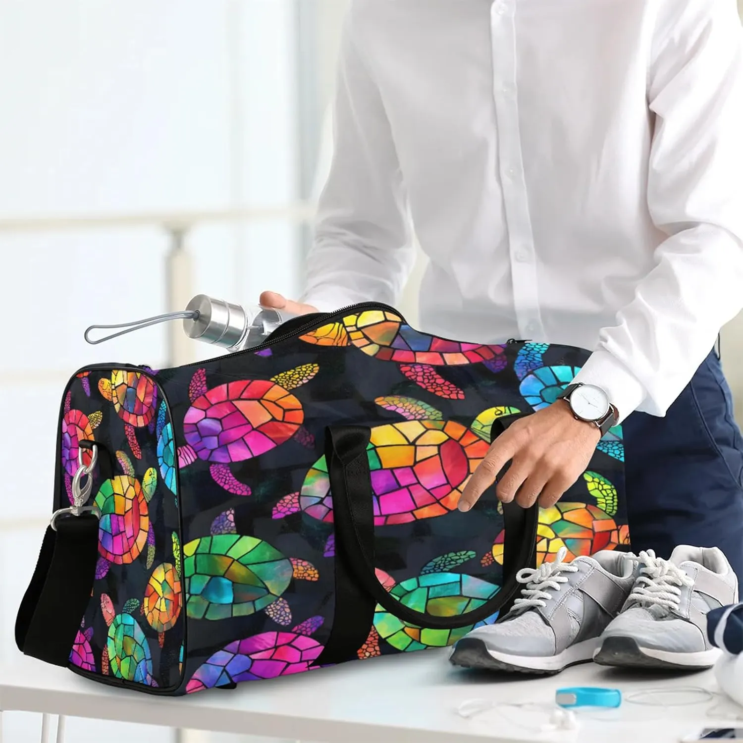 Turtle Duffle Bag for Travel, Overnight Weekend Gym Carry On Luggage Bag, Sea Turtle Travel Duffel Bag for Men Women
