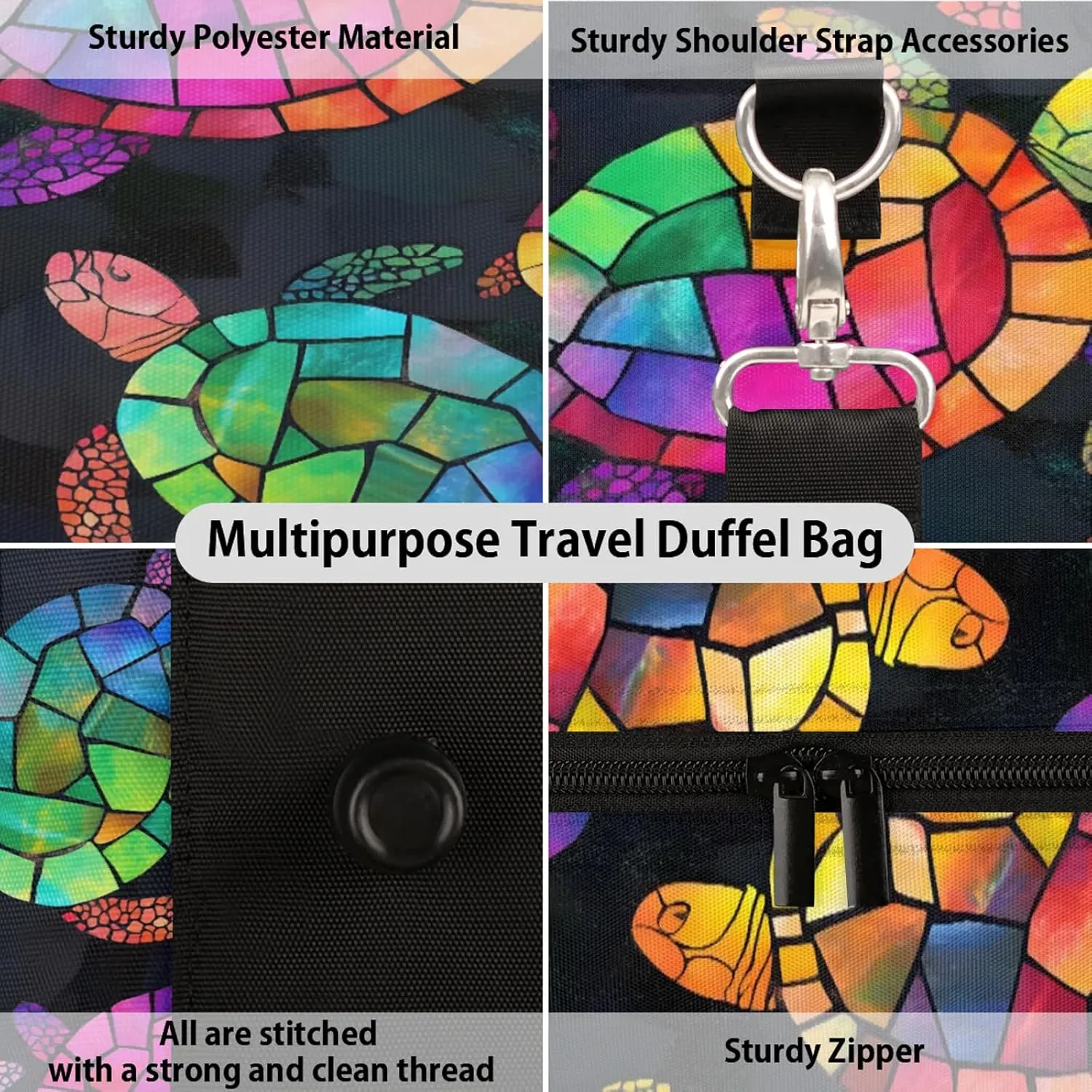 Turtle Duffle Bag for Travel, Overnight Weekend Gym Carry On Luggage Bag, Sea Turtle Travel Duffel Bag for Men Women