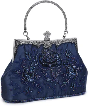UBORSE 1920s Vintage Clutch Purse Beaded Evening Bag for Women Formal Bridal Sequin Handbag Clutch for Wedding/Prom/Cocktail