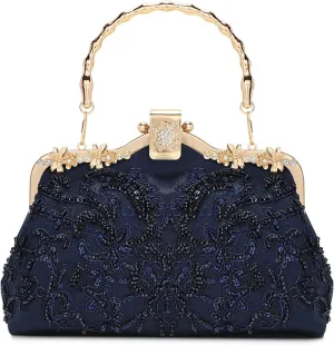 UBORSE 1920s Vintage Clutch Purse Beaded Evening Bag for Women Formal Bridal Sequin Handbag Clutch for Wedding/Prom/Cocktail