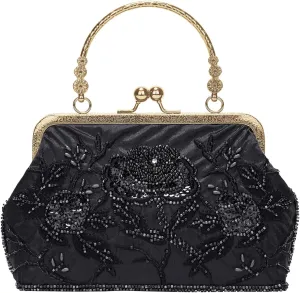 UBORSE 1920s Vintage Clutch Purse Beaded Evening Bag for Women Formal Bridal Sequin Handbag Clutch for Wedding/Prom/Cocktail