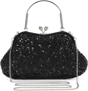 UBORSE 1920s Vintage Clutch Purse Beaded Evening Bag for Women Formal Bridal Sequin Handbag Clutch for Wedding/Prom/Cocktail