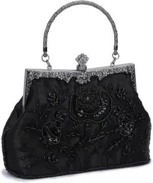 UBORSE 1920s Vintage Clutch Purse Beaded Evening Bag for Women Formal Bridal Sequin Handbag Clutch for Wedding/Prom/Cocktail