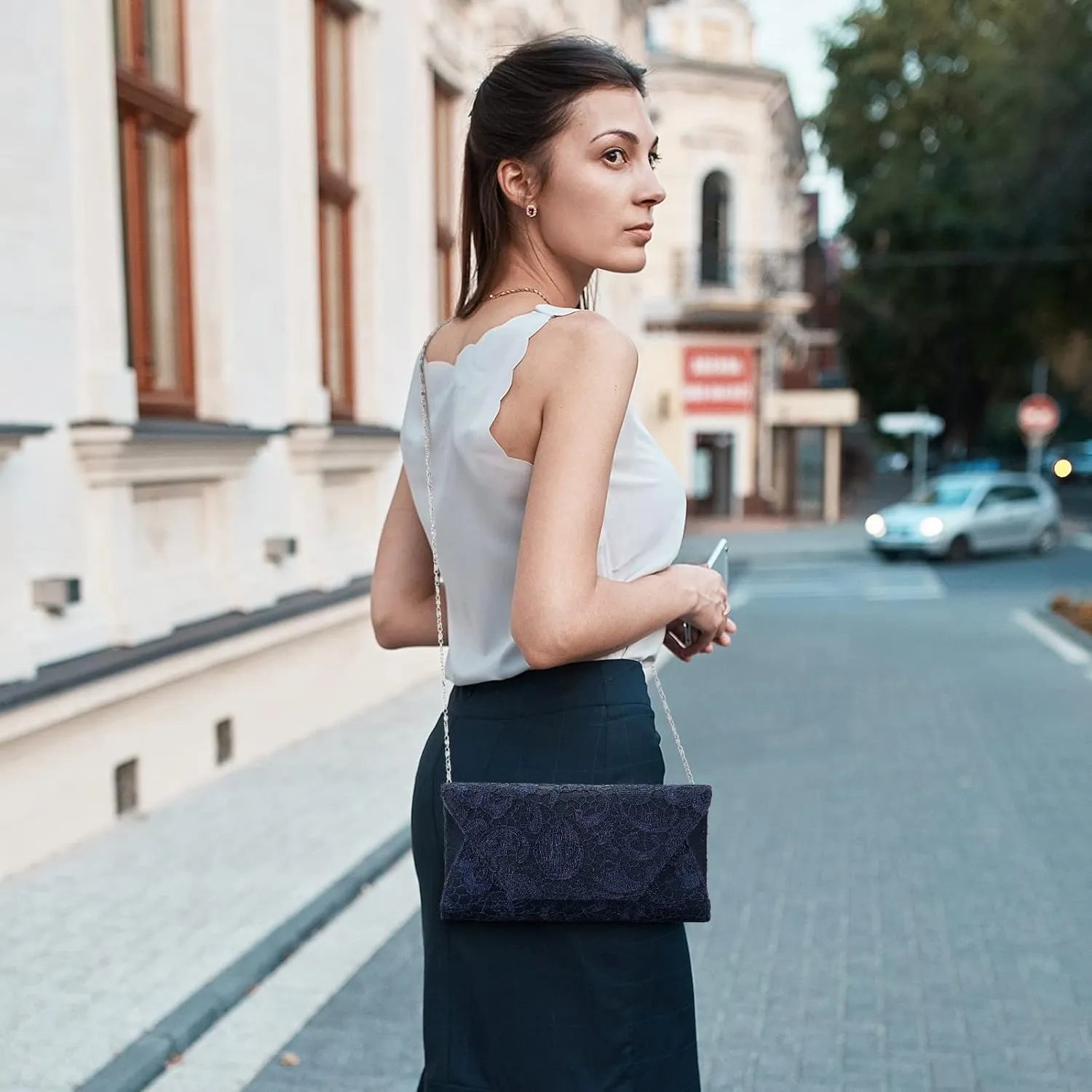 UBORSE Evening Bag Lace Clutch Purse for Women Formal Elegant Envelope Wedding Party Cocktail Crossbody Shoulder Bag