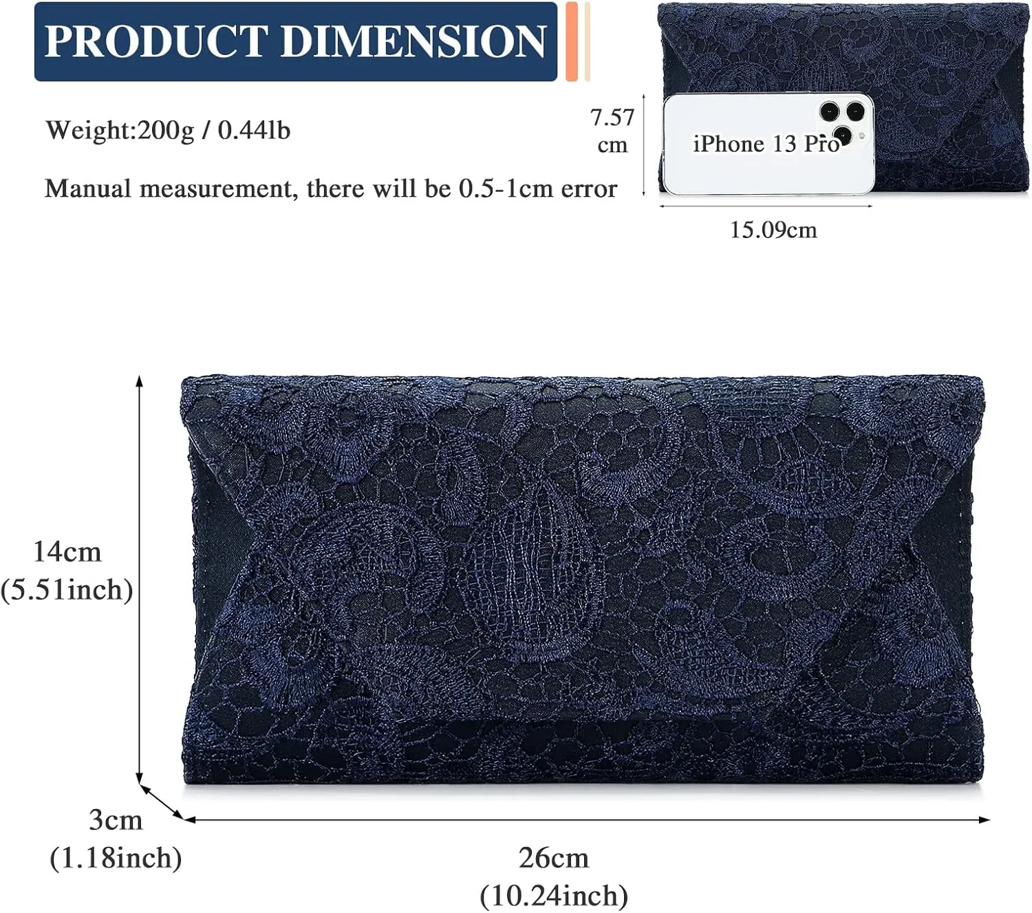 UBORSE Evening Bag Lace Clutch Purse for Women Formal Elegant Envelope Wedding Party Cocktail Crossbody Shoulder Bag